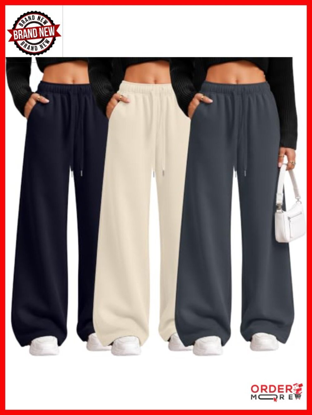 Wide Leg Sweatpants Straight Jogger Pants 3 Pack Lounge Yoga